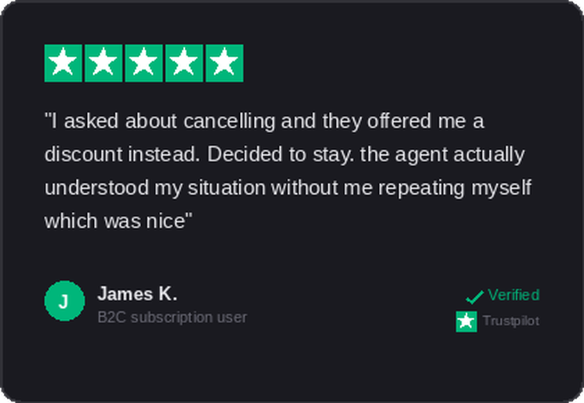 TrustPilot review — cancellation handled with empathy